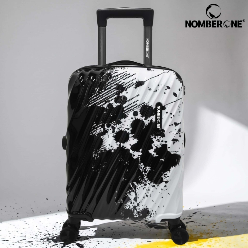 NOMBERONE Ink Splash Graffiti Hard Shell Luggage, ABS+PC Scratch Resistant Rolling Suitcase with TSA Lock & Silent 360° Spinner Wheels, 21/25/29 Inch Carry On & Checked Street Style Travel Luggage