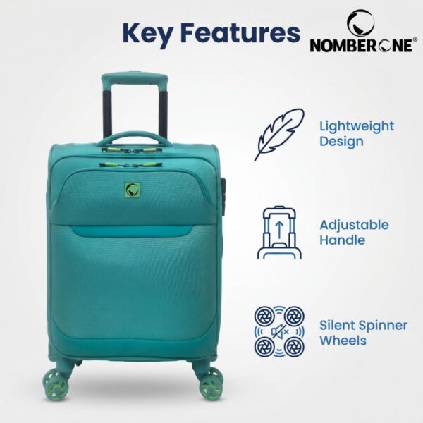 02_图标卖点图_核心优势速览_副本 NOMBERONE Lightweight Softside Luggage, Expandable Fabric Rolling Suitcase with TSA Lock, Front Pocket & Silent 360° Spinner Wheels, 20/24/28 Inch Carry On & Checked Travel Bag