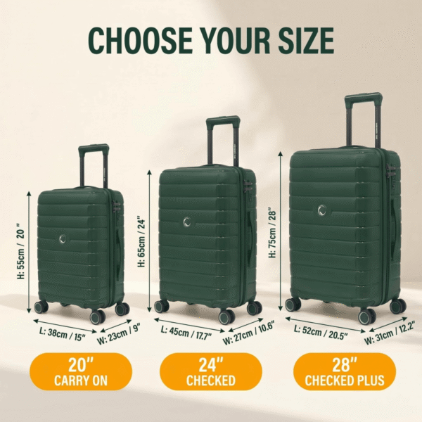 NOMBERONE Paris Collection 100% Polypropylene Hard Shell Suitcase with 360° Spinner Wheels, 20/24/28 Inch Lightweight Carry On Travel Luggage