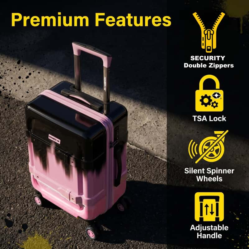 NOMBERONE Ink Splash Gradient Hard Shell Luggage, ABS+PC Lightweight Rolling Suitcase with TSA Lock & Silent 360° Spinner Wheels, 20/24/28 Inch Carry On Checked Travel Luggage