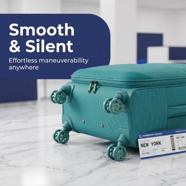 05_场景卖点图_轻巧顺滑推行_副本 NOMBERONE Lightweight Softside Luggage, Expandable Fabric Rolling Suitcase with TSA Lock, Front Pocket & Silent 360° Spinner Wheels, 20/24/28 Inch Carry On & Checked Travel Bag