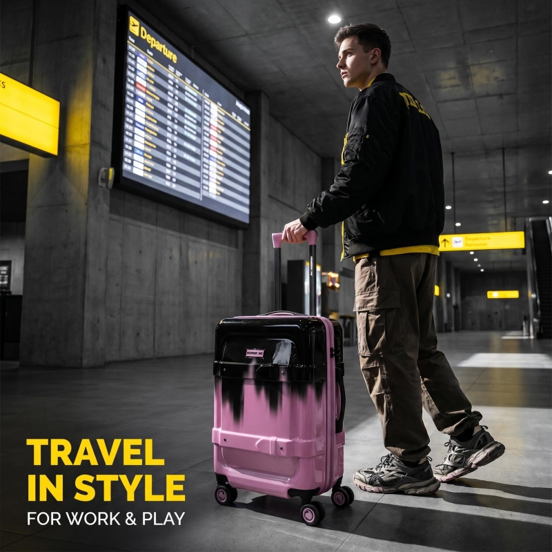 NOMBERONE Ink Splash Gradient Hard Shell Luggage, ABS+PC Lightweight Rolling Suitcase with TSA Lock & Silent 360° Spinner Wheels, 20/24/28 Inch Carry On Checked Travel Luggage