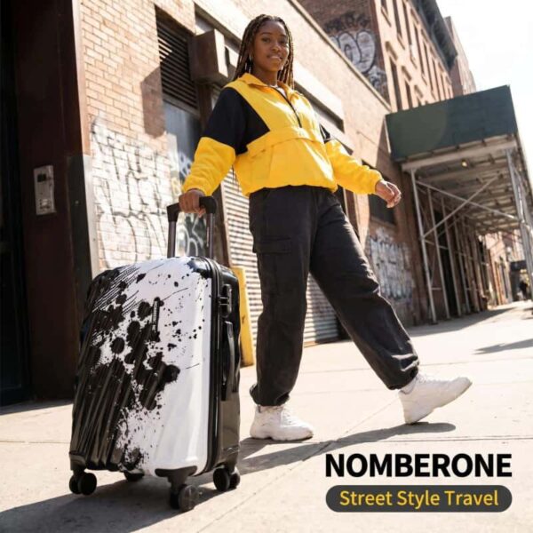 07_人物场景图_街头潮流_副本 NOMBERONE Ink Splash Graffiti Hard Shell Luggage, ABS+PC Scratch Resistant Rolling Suitcase with TSA Lock & Silent 360° Spinner Wheels, 21/25/29 Inch Carry On & Checked Street Style Travel Luggage