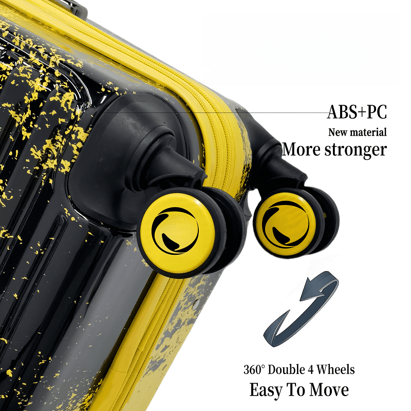 4 NOMBERONE Splash Ink Gradient Hard Shell Luggage, ABS+PC Lightweight Spinner Rolling Suitcase with TSA Lock, 20/24/28 Inch Carry On Travel Luggage
