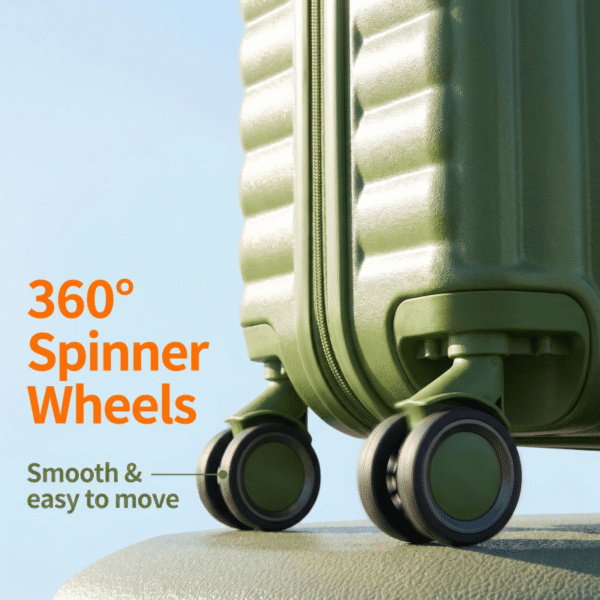NOMBERONE 100% ABS Hard Shell Luggage, Heavy Duty Thick Iron Trolley Suitcase with Silent 360° Spinner Wheels, Multi Compartment Organized Interior, 20/24/28 Inch Carry On & Checked Rolling Travel Luggage, 6 Fashion Color Options
