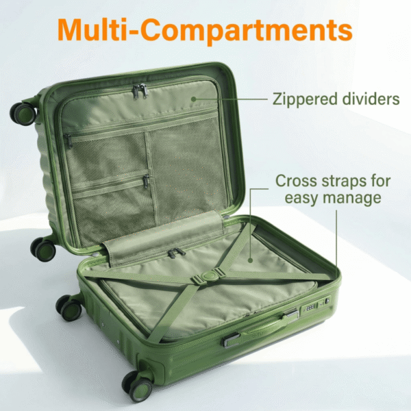 NOMBERONE 100% ABS Hard Shell Luggage, Heavy Duty Thick Iron Trolley Suitcase with Silent 360° Spinner Wheels, Multi Compartment Organized Interior, 20/24/28 Inch Carry On & Checked Rolling Travel Luggage, 6 Fashion Color Options
