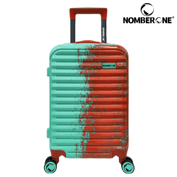 F1125 蓝桔色 NOMBERONE Splash Ink Gradient Hard Shell Luggage, ABS+PC Lightweight Spinner Rolling Suitcase with TSA Lock, 20/24/28 Inch Carry On Travel Luggage