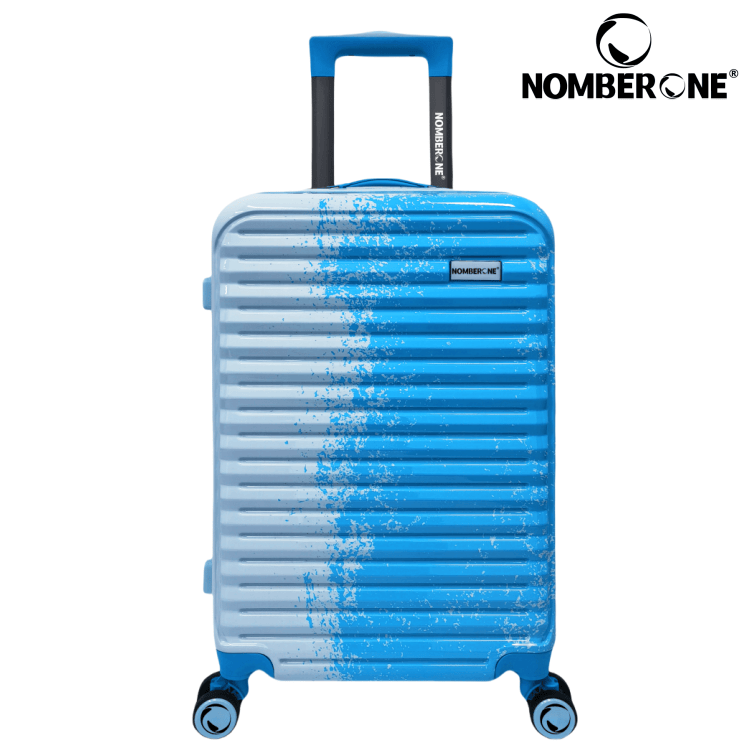 F1125浅蓝 NOMBERONE Splash Ink Gradient Hard Shell Luggage, ABS+PC Lightweight Spinner Rolling Suitcase with TSA Lock, 20/24/28 Inch Carry On Travel Luggage