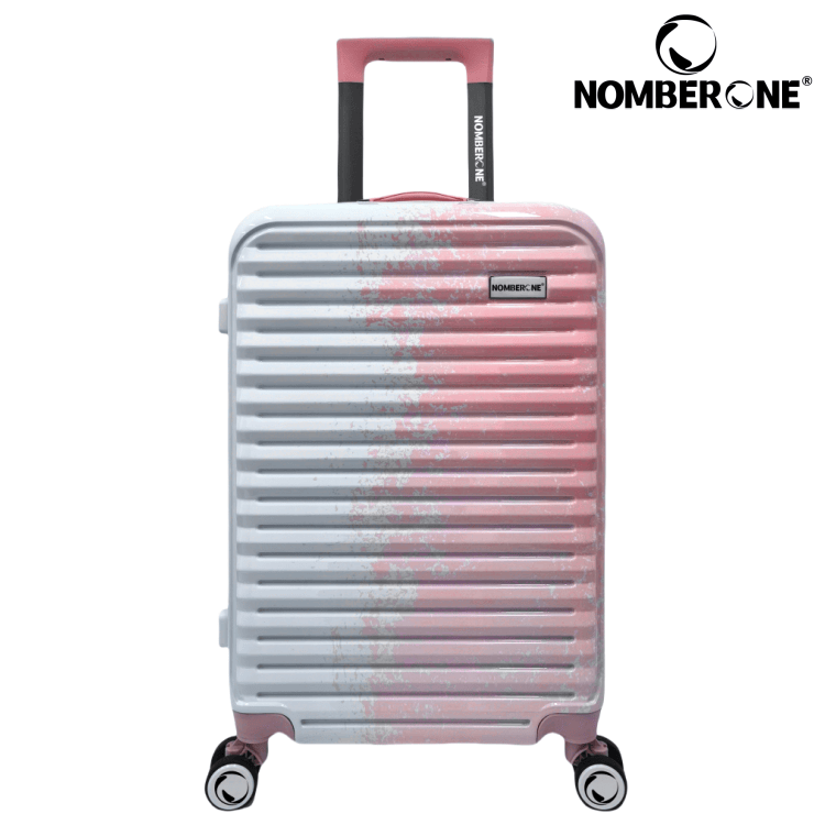 F1125粉色 NOMBERONE Splash Ink Gradient Hard Shell Luggage, ABS+PC Lightweight Spinner Rolling Suitcase with TSA Lock, 20/24/28 Inch Carry On Travel Luggage
