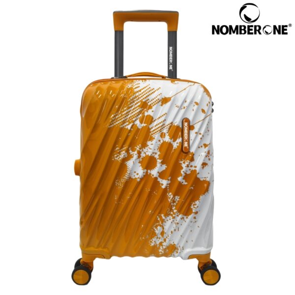 F1130橘色 NOMBERONE Ink Splash Graffiti Hard Shell Luggage, ABS+PC Scratch Resistant Rolling Suitcase with TSA Lock & Silent 360° Spinner Wheels, 21/25/29 Inch Carry On & Checked Street Style Travel Luggage