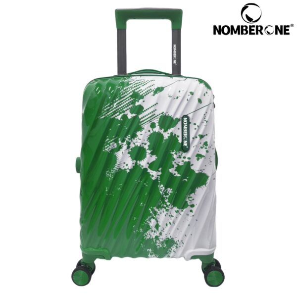F1130绿色 NOMBERONE Ink Splash Graffiti Hard Shell Luggage, ABS+PC Scratch Resistant Rolling Suitcase with TSA Lock & Silent 360° Spinner Wheels, 21/25/29 Inch Carry On & Checked Street Style Travel Luggage