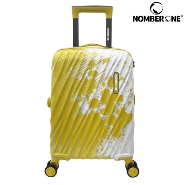 F1130黄色 NOMBERONE Ink Splash Graffiti Hard Shell Luggage, ABS+PC Scratch Resistant Rolling Suitcase with TSA Lock & Silent 360° Spinner Wheels, 21/25/29 Inch Carry On & Checked Street Style Travel Luggage