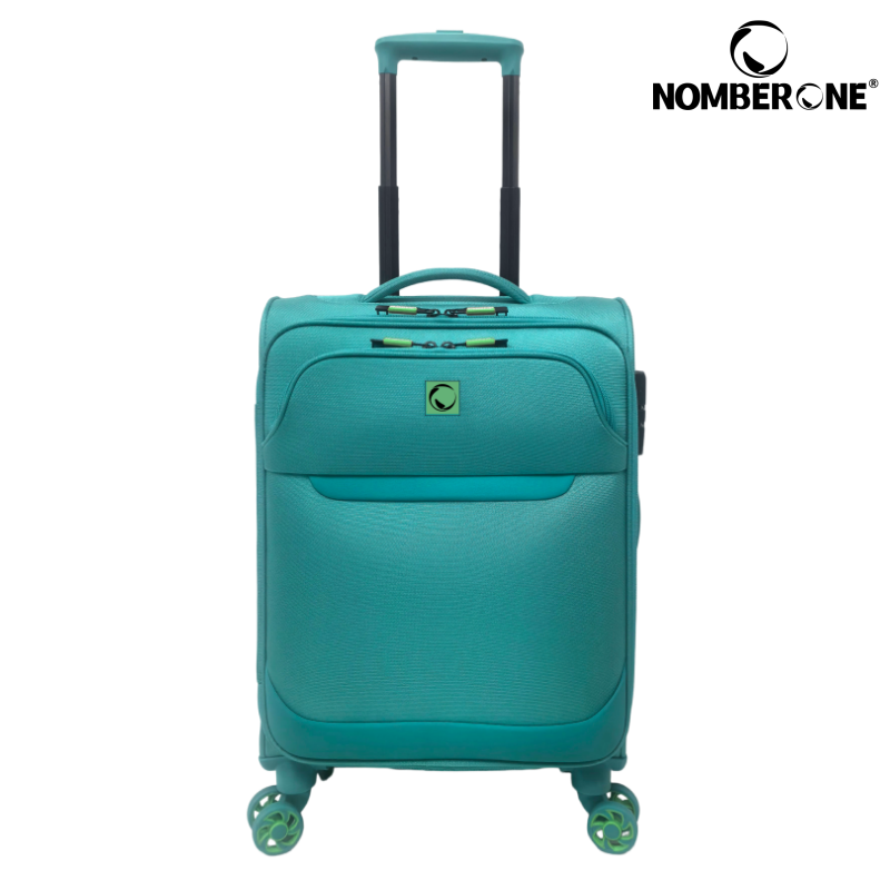 LAKE BLUE NOMBERONE Lightweight Softside Luggage, Expandable Fabric Rolling Suitcase with TSA Lock, Front Pocket & Silent 360° Spinner Wheels, 20/24/28 Inch Carry On & Checked Travel Bag