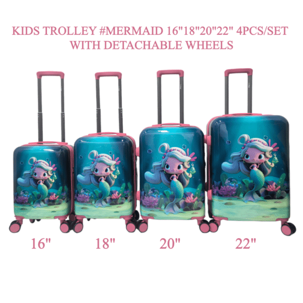 全尺寸套装展示 NOMBERONE Kids Carry On Luggage Hard Shell Children Rolling Suitcase with Concealed Cup Holder & Detachable Spinner Wheels, 16/18/20/22 Inch Girls Travel