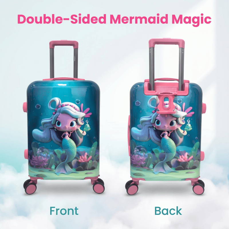 NOMBERONE Kids Carry On Luggage Hard Shell Children Rolling Suitcase with Concealed Cup Holder & Detachable Spinner Wheels, 16/18/20/22 Inch Girls Travel