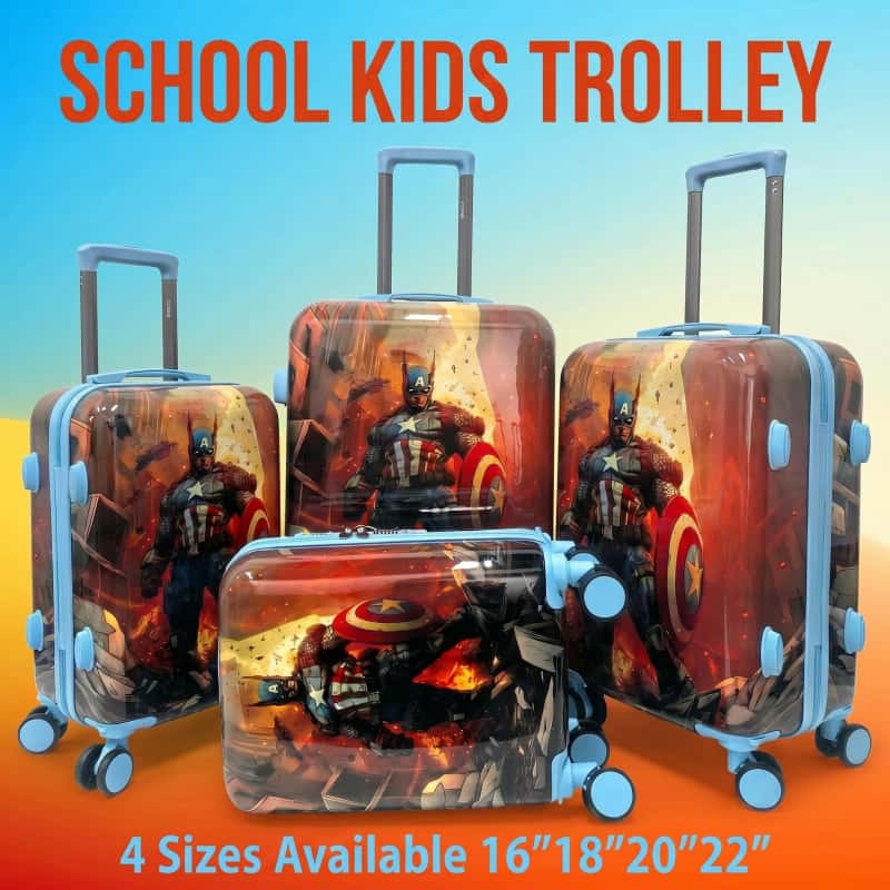 CAPTAIN II PC Print Kids School Trolley 16/18/20/22 inch