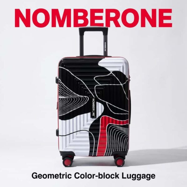 NOMBERONE Geometric Color‑Block Hardside Luggage, Graffiti Pattern PC Rolling Suitcase with TSA Lock, 360° Silent Spinner Wheels & Telescopic Handle, 20/24/28 Inch Carry‑On & Check‑In Travel Luggage
