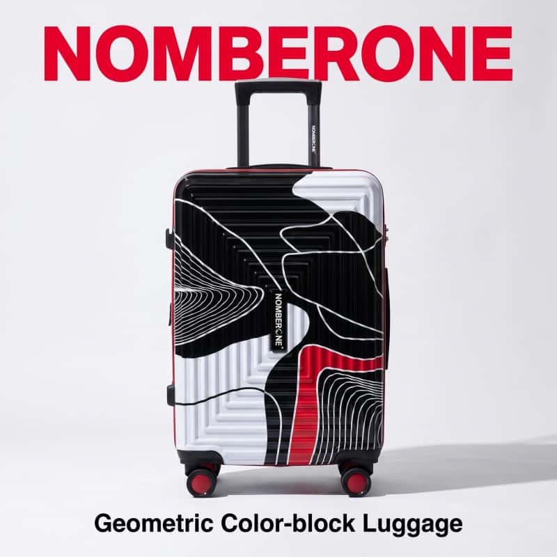 NOMBERONE Geometric Color‑Block Hardside Luggage, Graffiti Pattern PC Rolling Suitcase with TSA Lock, 360° Silent Spinner Wheels & Telescopic Handle, 20/24/28 Inch Carry‑On & Check‑In Travel Luggage