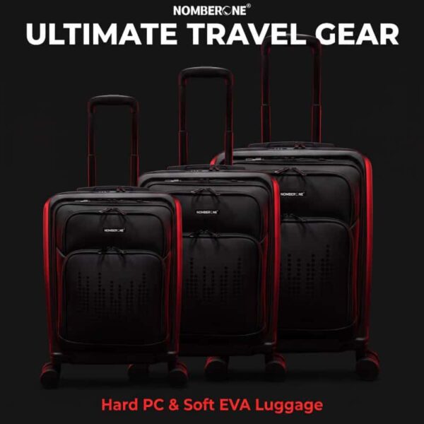 NOMBERONE Hybrid PC & Soft EVA Hardside Luggage, Front Quick Access Laptop Pocket Rolling Suitcase with TSA Lock & Silent Shock-Absorbing 360° Spinner Wheels, 20/24/28 Inch Carry On & Checked Travel Luggage