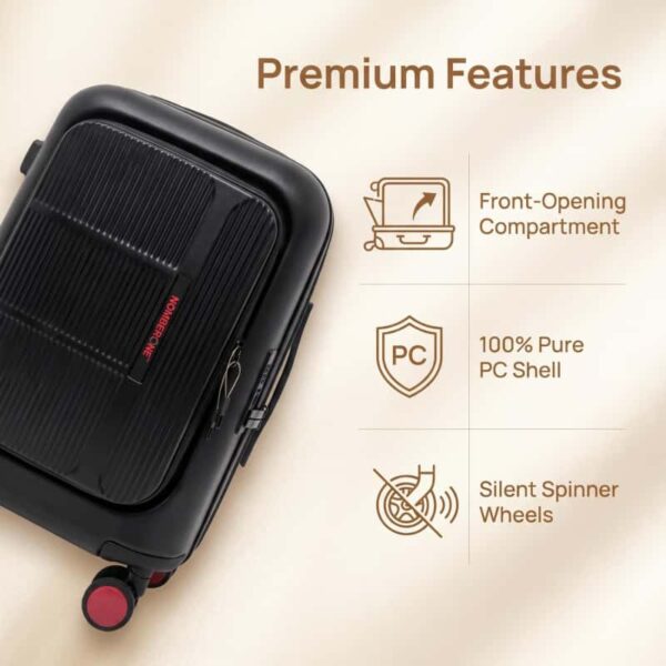 NOMBERONE Front Opening Laptop Compartment Luggage, 100% Pure PC Hard Shell Business Rolling Suitcase with Silent 360° Spinner Wheels, 20/25/29 Inch Carry On & Checked Travel Luggage