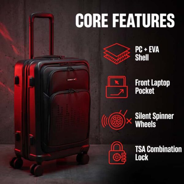 NOMBERONE Hybrid PC & Soft EVA Hardside Luggage, Front Quick Access Laptop Pocket Rolling Suitcase with TSA Lock & Silent Shock-Absorbing 360° Spinner Wheels, 20/24/28 Inch Carry On & Checked Travel Luggage