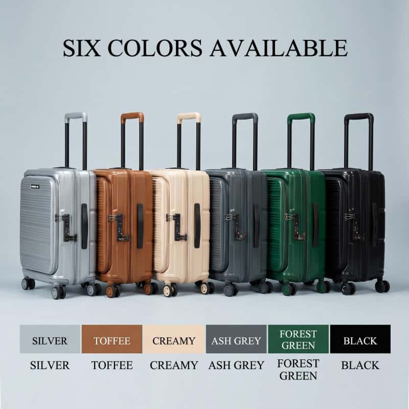 02_多色图_全系配色展示_副本 NOMBERONE Front Opening PC Business Luggage, Expandable Hard Shell Rolling Suitcase with TSA Lock & Silent 360° Spinner Wheels, 20/25/29 Inch Carry On Checked Travel Luggage