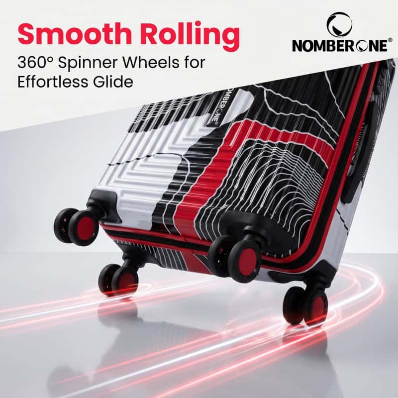NOMBERONE Geometric Color‑Block Hardside Luggage, Graffiti Pattern PC Rolling Suitcase with TSA Lock, 360° Silent Spinner Wheels & Telescopic Handle, 20/24/28 Inch Carry‑On & Check‑In Travel Luggage