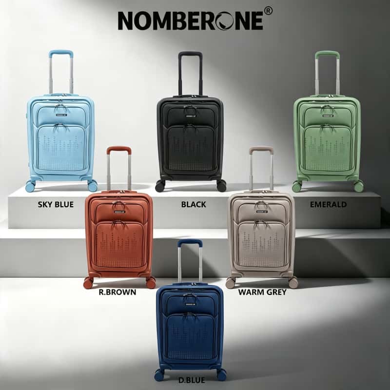 NOMBERONE Hybrid PC & Soft EVA Hardside Luggage, Front Quick Access Laptop Pocket Rolling Suitcase with TSA Lock & Silent Shock-Absorbing 360° Spinner Wheels, 20/24/28 Inch Carry On & Checked Travel Luggage