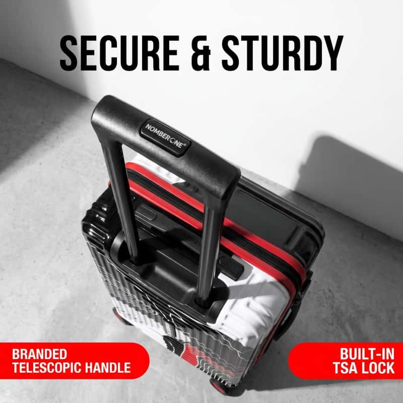 NOMBERONE Geometric Color‑Block Hardside Luggage, Graffiti Pattern PC Rolling Suitcase with TSA Lock, 360° Silent Spinner Wheels & Telescopic Handle, 20/24/28 Inch Carry‑On & Check‑In Travel Luggage