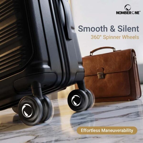 04_场景卖点图_顺滑出行_副本 NOMBERONE Front Opening PC Business Luggage, Expandable Hard Shell Rolling Suitcase with TSA Lock & Silent 360° Spinner Wheels, 20/25/29 Inch Carry On Checked Travel Luggage