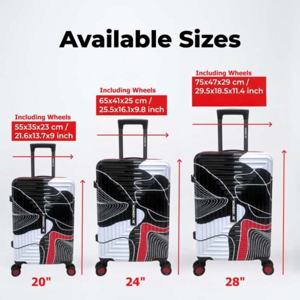 05_尺寸图_多规格背书_副本 NOMBERONE Geometric Color‑Block Hardside Luggage, Graffiti Pattern PC Rolling Suitcase with TSA Lock, 360° Silent Spinner Wheels & Telescopic Handle, 20/24/28 Inch Carry‑On & Check‑In Travel Luggage