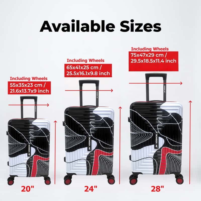 NOMBERONE Geometric Color‑Block Hardside Luggage, Graffiti Pattern PC Rolling Suitcase with TSA Lock, 360° Silent Spinner Wheels & Telescopic Handle, 20/24/28 Inch Carry‑On & Check‑In Travel Luggage
