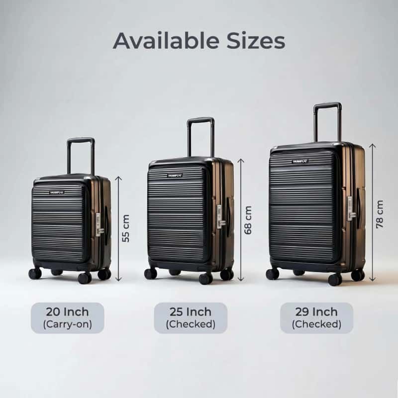 05_尺寸图_规格参数1_副本 NOMBERONE Front Opening PC Business Luggage, Expandable Hard Shell Rolling Suitcase with TSA Lock & Silent 360° Spinner Wheels, 20/25/29 Inch Carry On Checked Travel Luggage