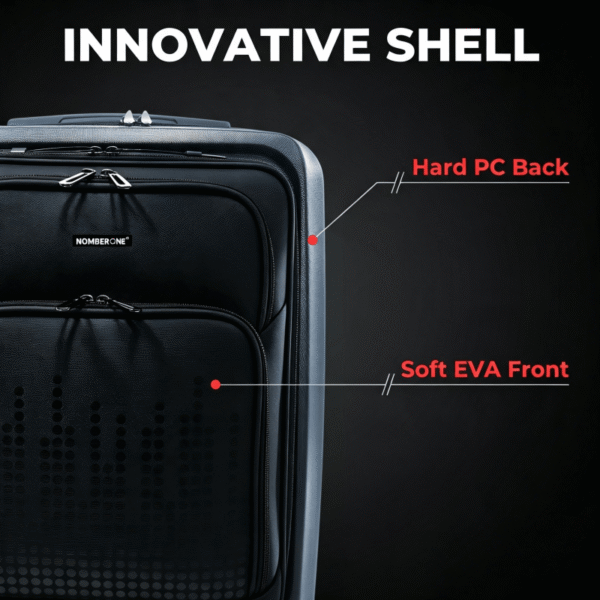 NOMBERONE Hybrid PC & Soft EVA Hardside Luggage, Front Quick Access Laptop Pocket Rolling Suitcase with TSA Lock & Silent Shock-Absorbing 360° Spinner Wheels, 20/24/28 Inch Carry On & Checked Travel Luggage