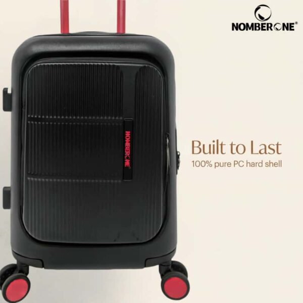 NOMBERONE Front Opening Laptop Compartment Luggage, 100% Pure PC Hard Shell Business Rolling Suitcase with Silent 360° Spinner Wheels, 20/25/29 Inch Carry On & Checked Travel Luggage