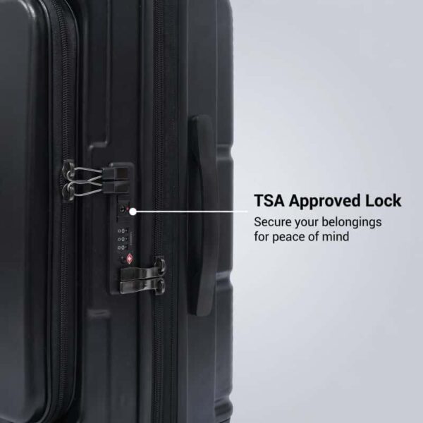 05_细节图_TSA密码锁_副本 NOMBERONE Front Opening PC Business Luggage, Expandable Hard Shell Rolling Suitcase with TSA Lock & Silent 360° Spinner Wheels, 20/25/29 Inch Carry On Checked Travel Luggage