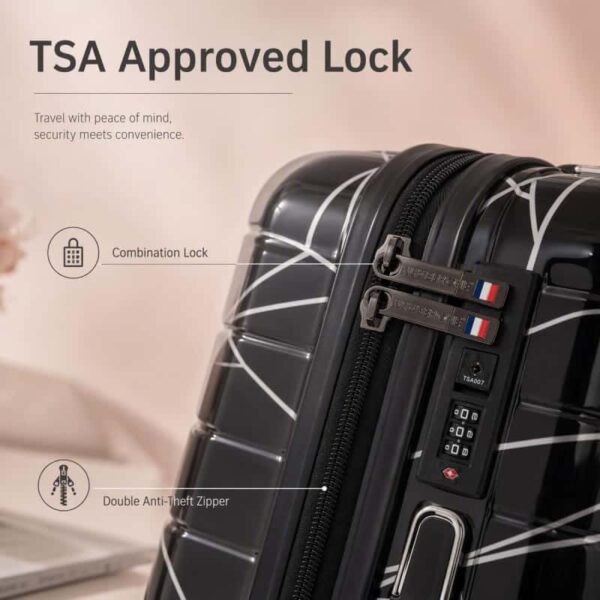 NOMBERONE Geometric Printed ABS+PC Hard Shell Luggage, 3 Sizes 20/24/28 Inch, TSA Lock Silent Spinner Wheels Travel Suitcase with Side Hook