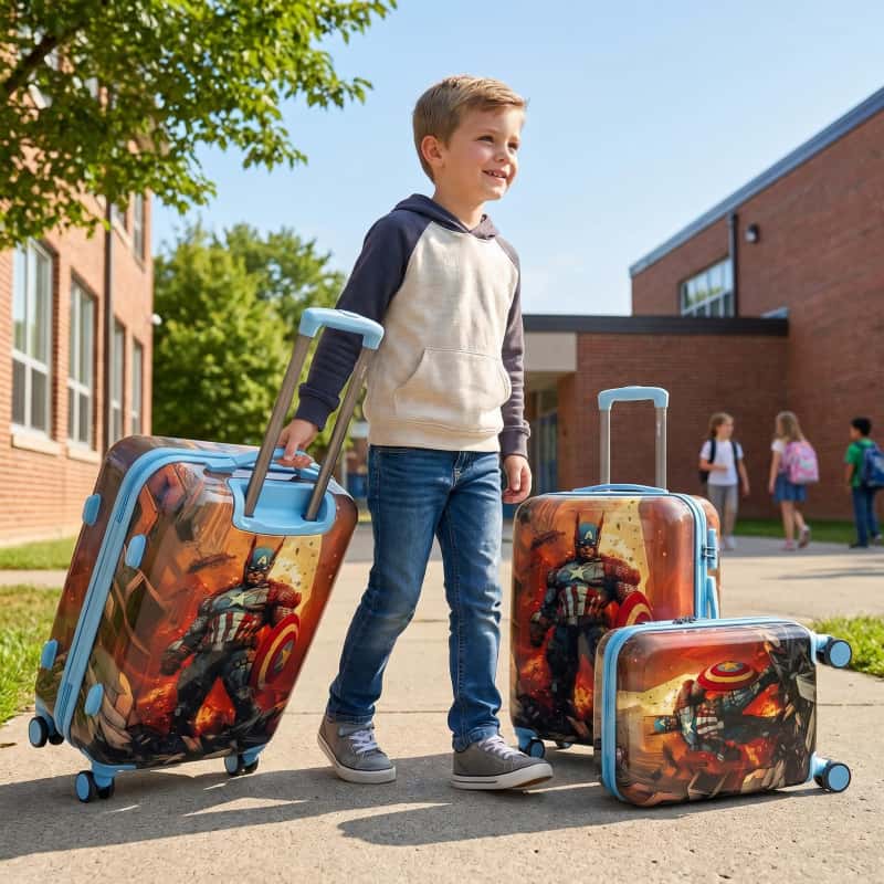 06_人物场景图_轻松上学代入_副本 CAPTAIN II PC Print Kids School Trolley 16/18/20/22 inch