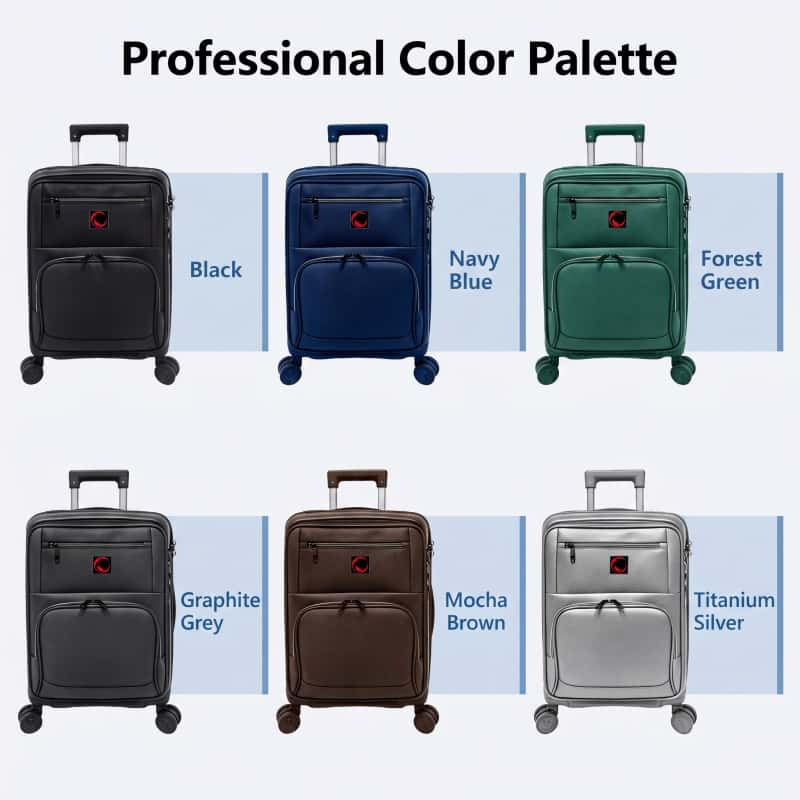 NOMBERONE PP+PU Hybrid Business Luggage, Front Quick Access Laptop Pocket Rolling Suitcase with TSA Lock & Silent 360° Spinner Wheels, Expandable 20/24/28 Inch Carry On & Checked Travel Suitcase