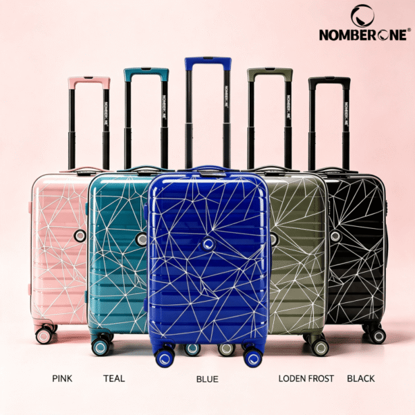NOMBERONE Geometric Printed ABS+PC Hard Shell Luggage, 3 Sizes 20/24/28 Inch, TSA Lock Silent Spinner Wheels Travel Suitcase with Side Hook