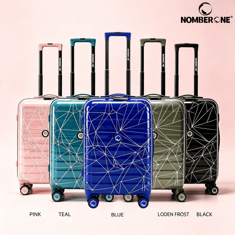 NOMBERONE Geometric Printed ABS+PC Hard Shell Luggage, 3 Sizes 20/24/28 Inch, TSA Lock Silent Spinner Wheels Travel Suitcase with Side Hook