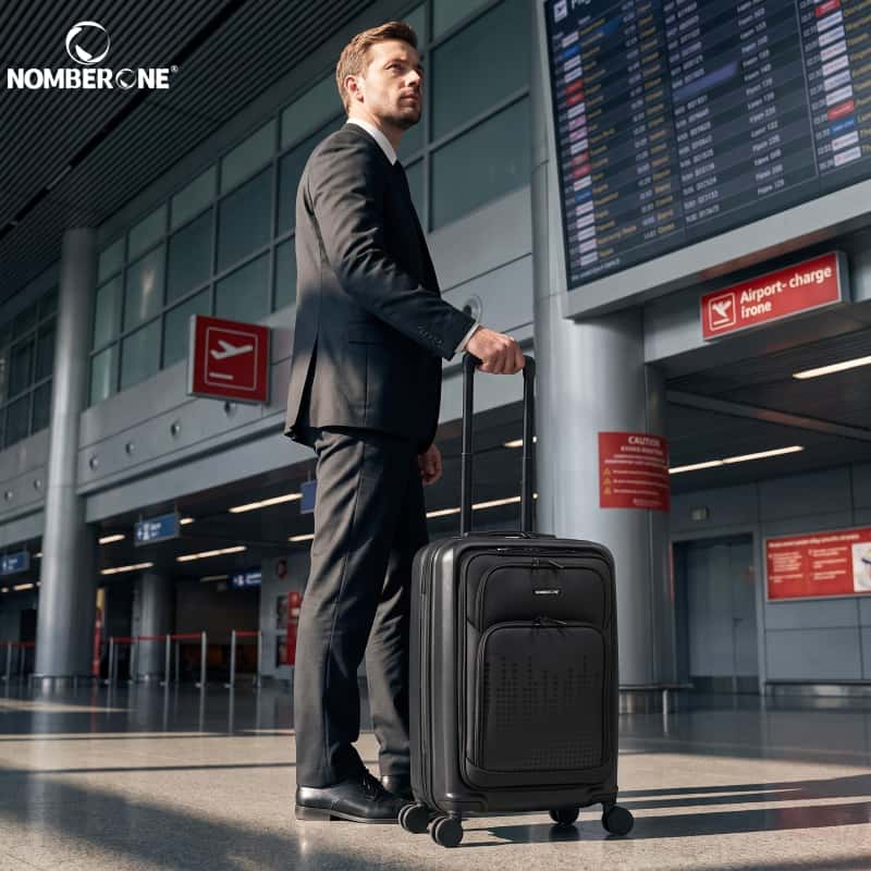 NOMBERONE Hybrid PC & Soft EVA Hardside Luggage, Front Quick Access Laptop Pocket Rolling Suitcase with TSA Lock & Silent Shock-Absorbing 360° Spinner Wheels, 20/24/28 Inch Carry On & Checked Travel Luggage