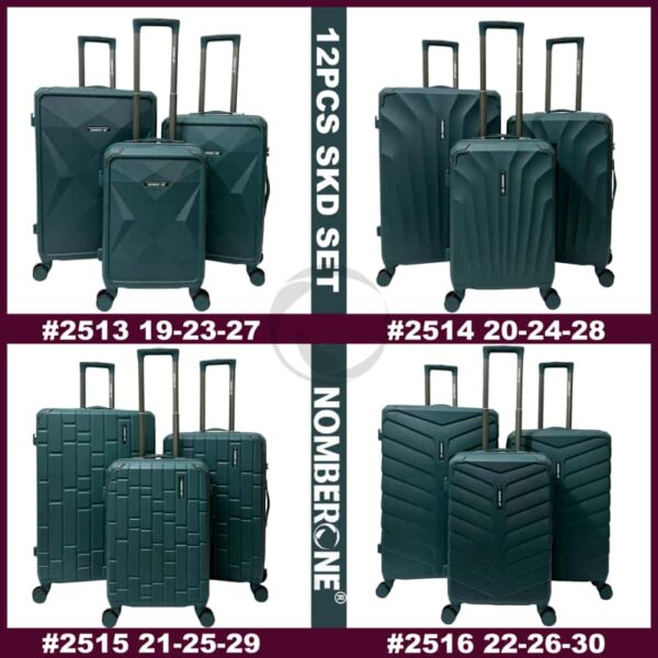 OMBERONE 12‑Piece SKD Hard Shell Luggage Set, 4 Stylish Textured Designs, Multi‑Size Spinner Suitcase Collection with Reinforced Corner & Combination Lock