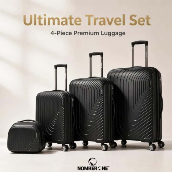 NOMBERONE 4‑Piece Hard Shell Luggage Set, Expandable PP Suitcase with TSA Lock & Silent Spinner Wheels, Travel Luggage 14/20/24/28 Inch