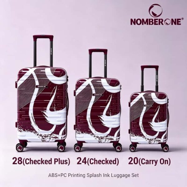 NOMBERONE Splash Ink Printed Luggage Set, ABS+PC Hard Shell Suitcase with TSA Lock, Brake Silent Spinner Wheels, 20/24/28 Inch Travel Carry On Luggage