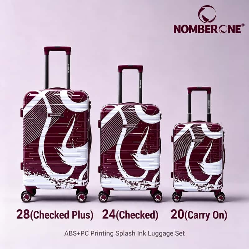 NOMBERONE Splash Ink Printed Luggage Set, ABS+PC Hard Shell Suitcase with TSA Lock, Brake Silent Spinner Wheels, 20/24/28 Inch Travel Carry On Luggage