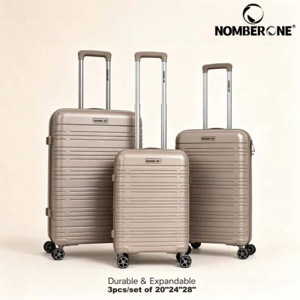 01_主图_品牌主视觉_副本 NOMBERONE 3‑Piece Expandable PP Hard Shell Luggage Set, 20/24/28 Inch Hardside Spinner Suitcase with TSA Lock, Anti‑Scratch Travel Luggage for Family Trip