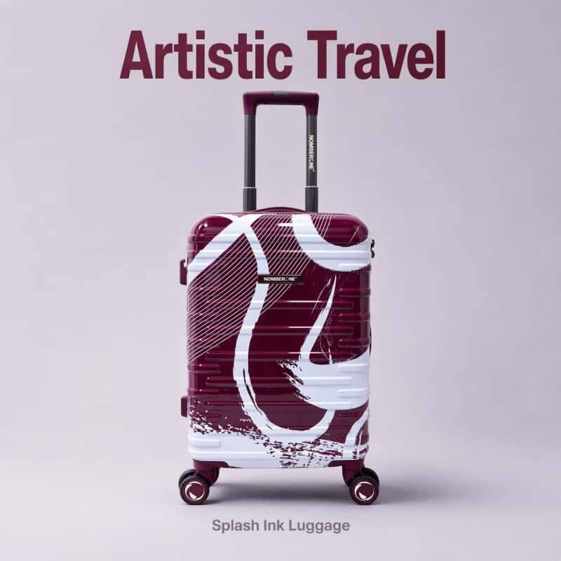 NOMBERONE Splash Ink Printed Luggage Set, ABS+PC Hard Shell Suitcase with TSA Lock, Brake Silent Spinner Wheels, 20/24/28 Inch Travel Carry On Luggage
