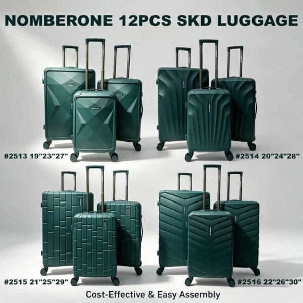 OMBERONE 12‑Piece SKD Hard Shell Luggage Set, 4 Stylish Textured Designs, Multi‑Size Spinner Suitcase Collection with Reinforced Corner & Combination Lock
