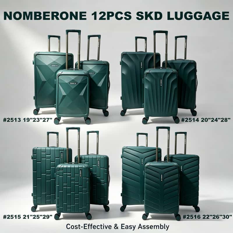 01_主图_商用品质展现_副本 OMBERONE 12‑Piece SKD Hard Shell Luggage Set, 4 Stylish Textured Designs, Multi‑Size Spinner Suitcase Collection with Reinforced Corner & Combination Lock